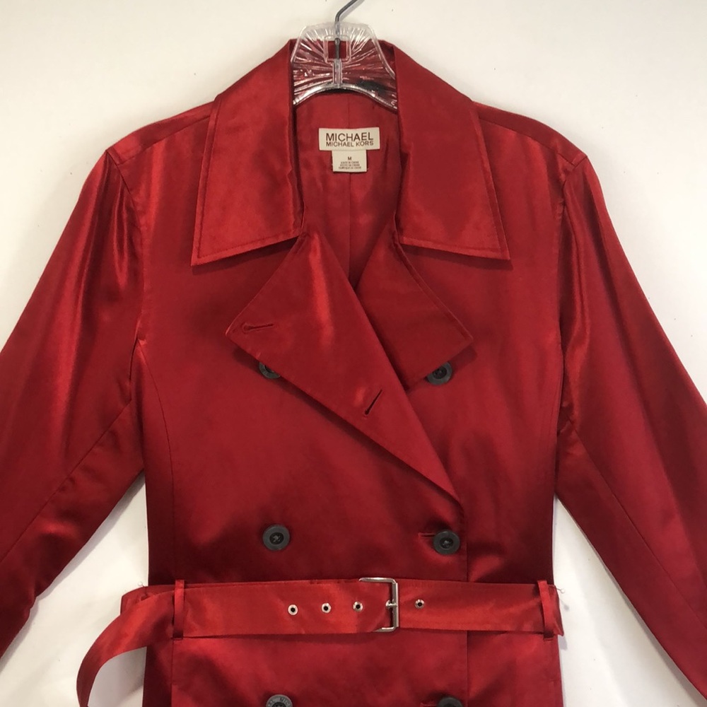 Michael Kors red double breasted trench coat M ❤️ - Picture 5 of 8